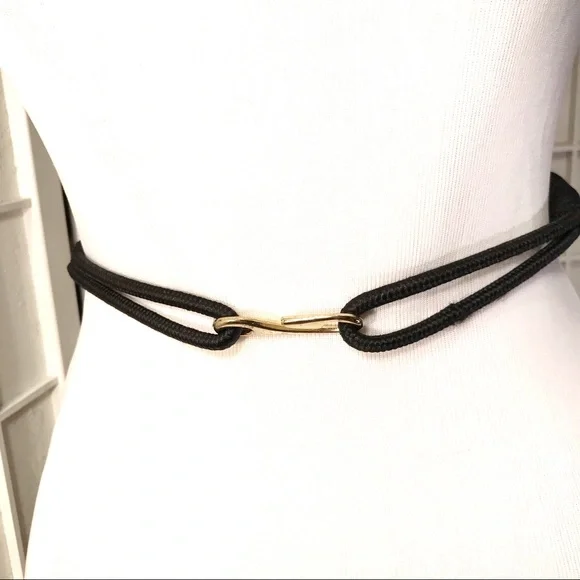 Rare Vintage Black Gold Cord Braided Belt - Picture 6 of 7
